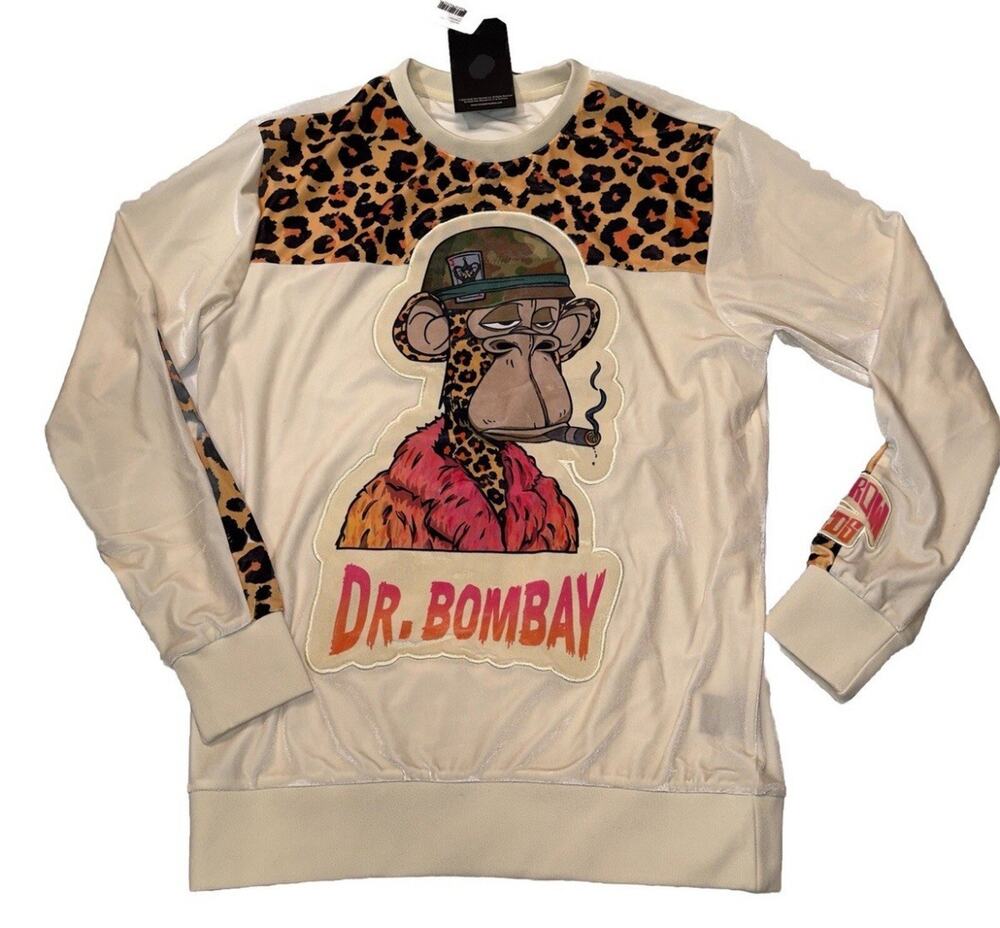 Snoop Dogg Velour Dr. Bombay crew neck 6XL Beige Leopard Patch Deathrow NWOT